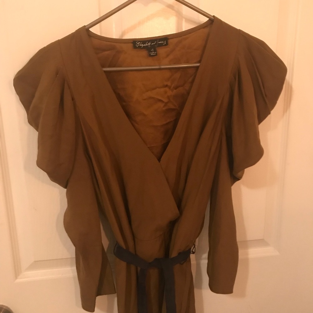Elizabeth & James Ruffle Sleeve Silk Dress